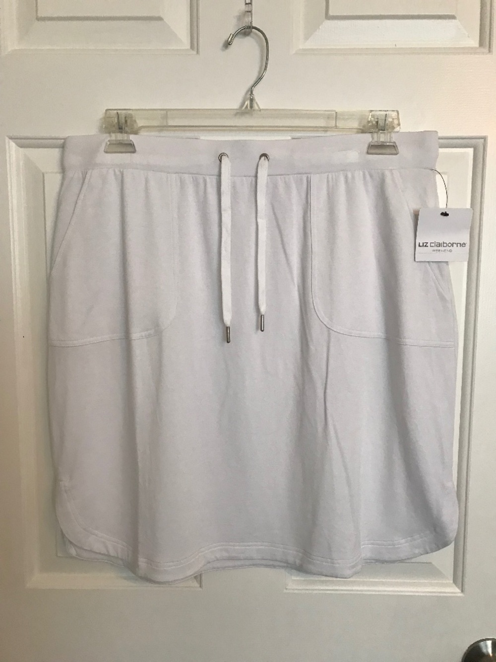 Liz Claiborne Weekend Pull-On Pocket Knit Summer Skirt Size XLT White